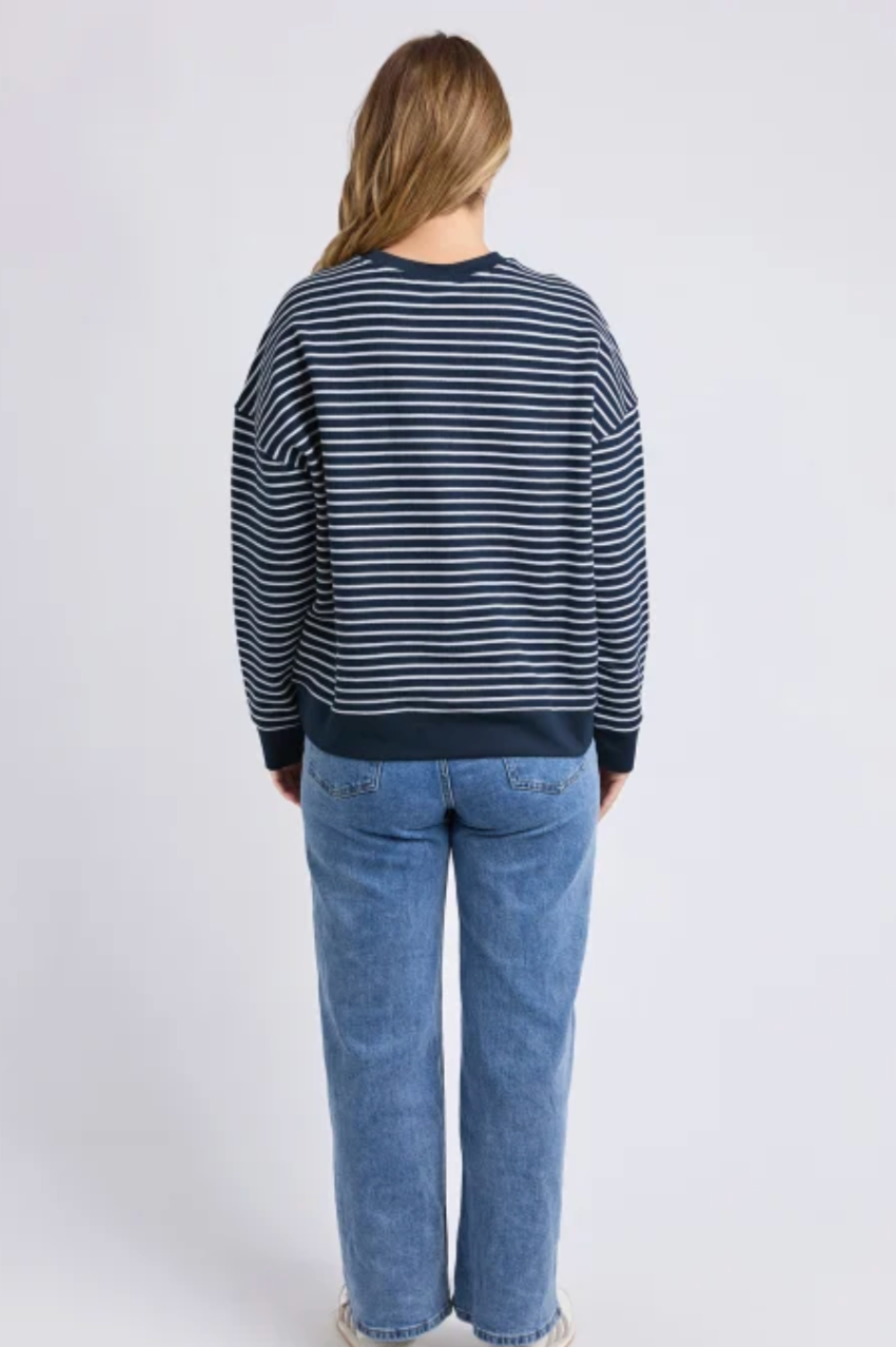 Foxwood Original Stripe Crew - Navy/White