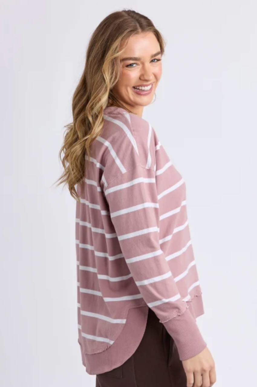 Foxwood Farrah Stripe Long Sleeve - Wood Rose