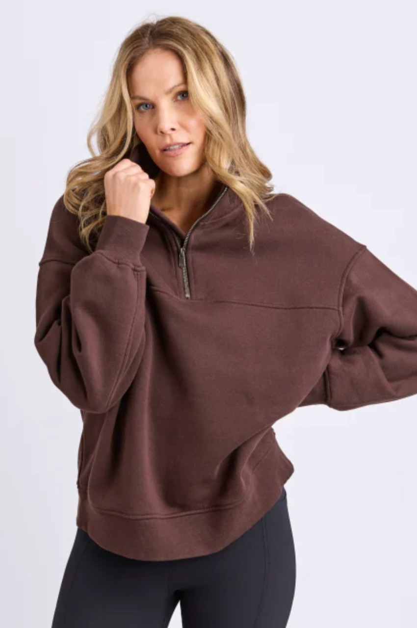 Foxwood College Zip Crew - Coffee Bean