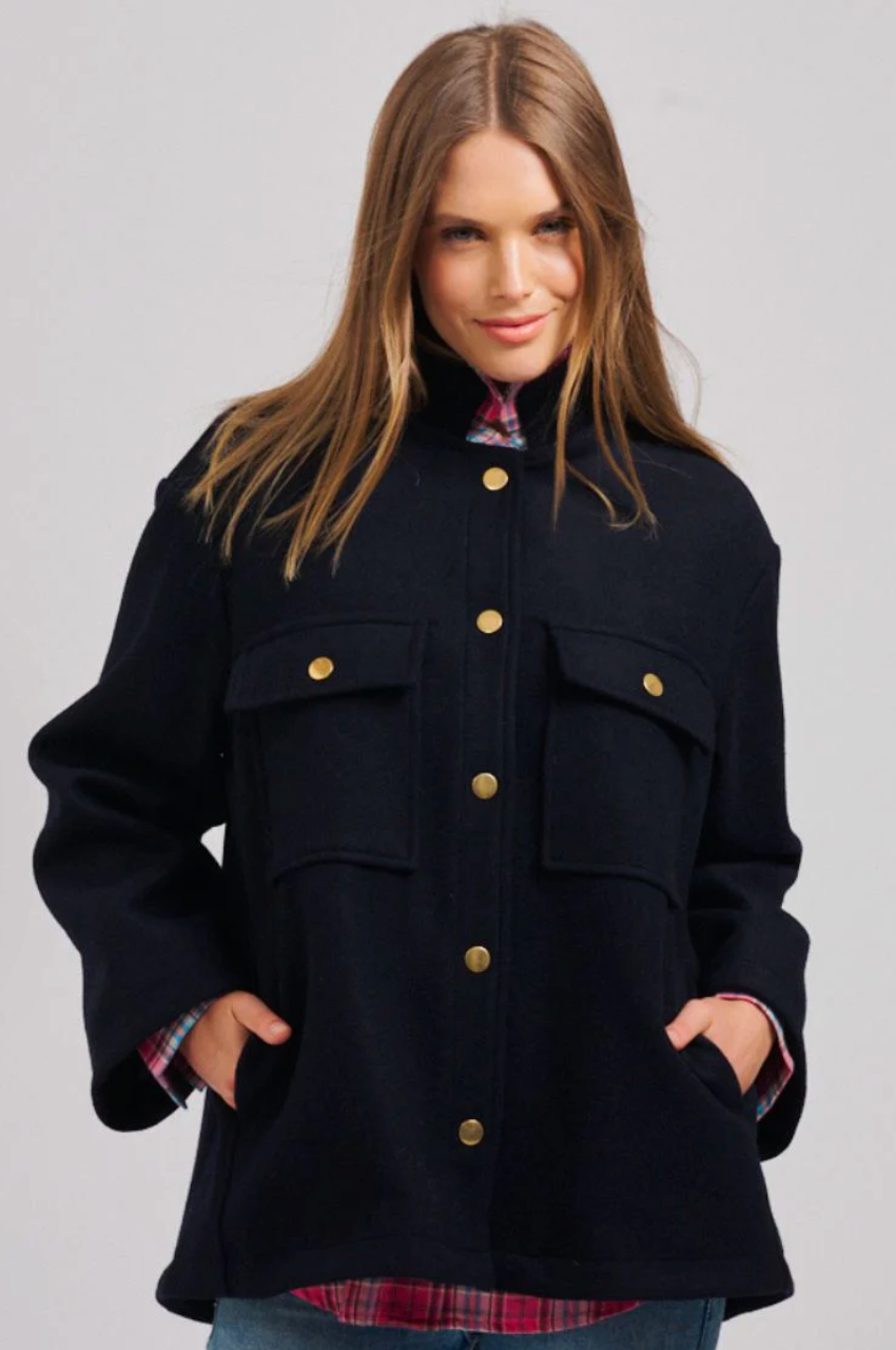 Allegra Relaxed Wool Blend Jacket - French Navy