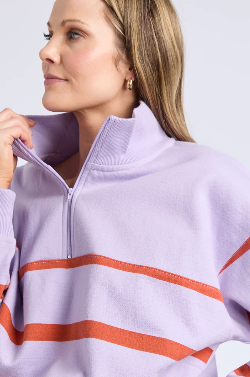 Lane Zip Crew - Lilac/Orange