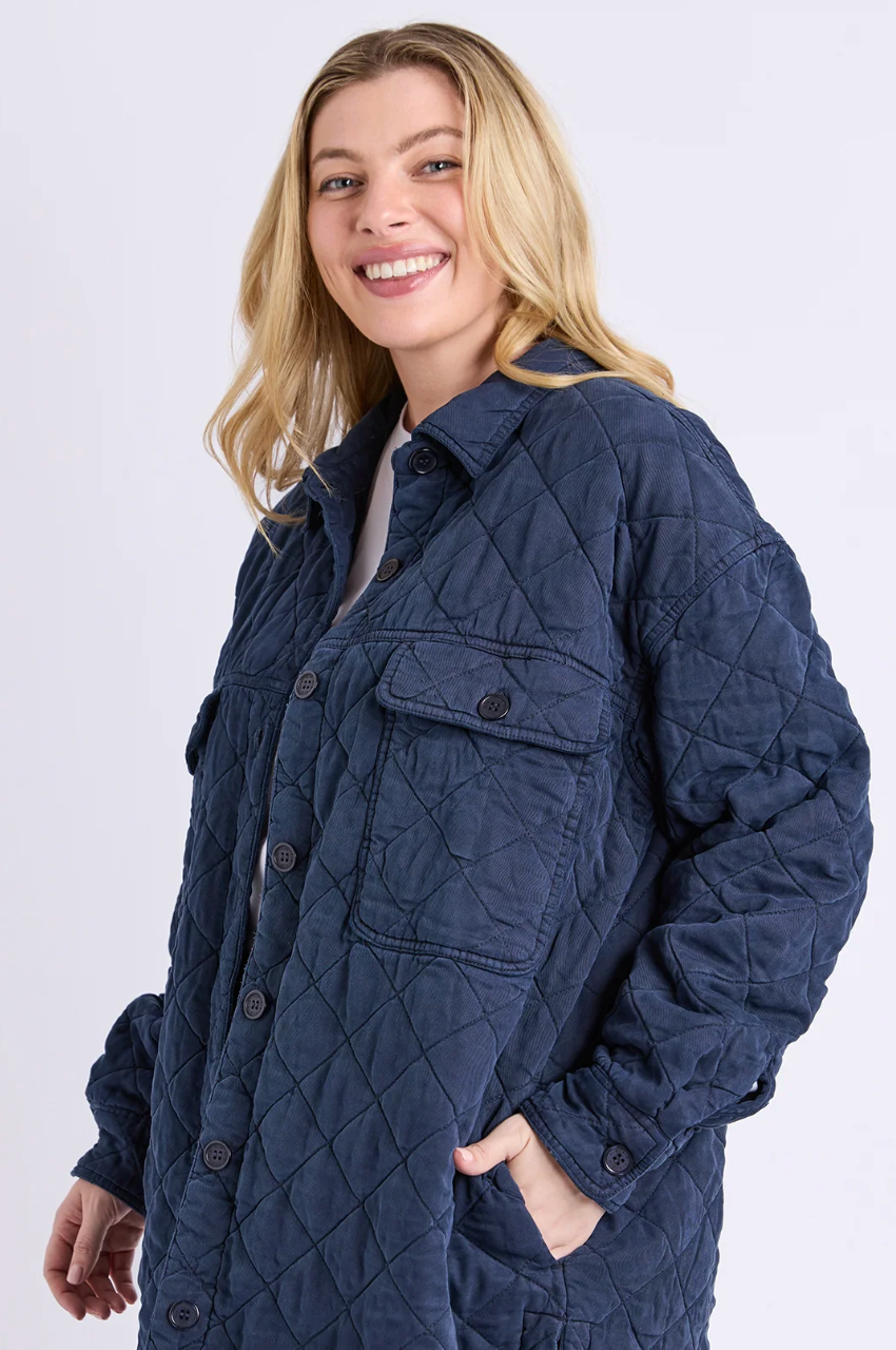 Katie Quilted Shacket - Navy