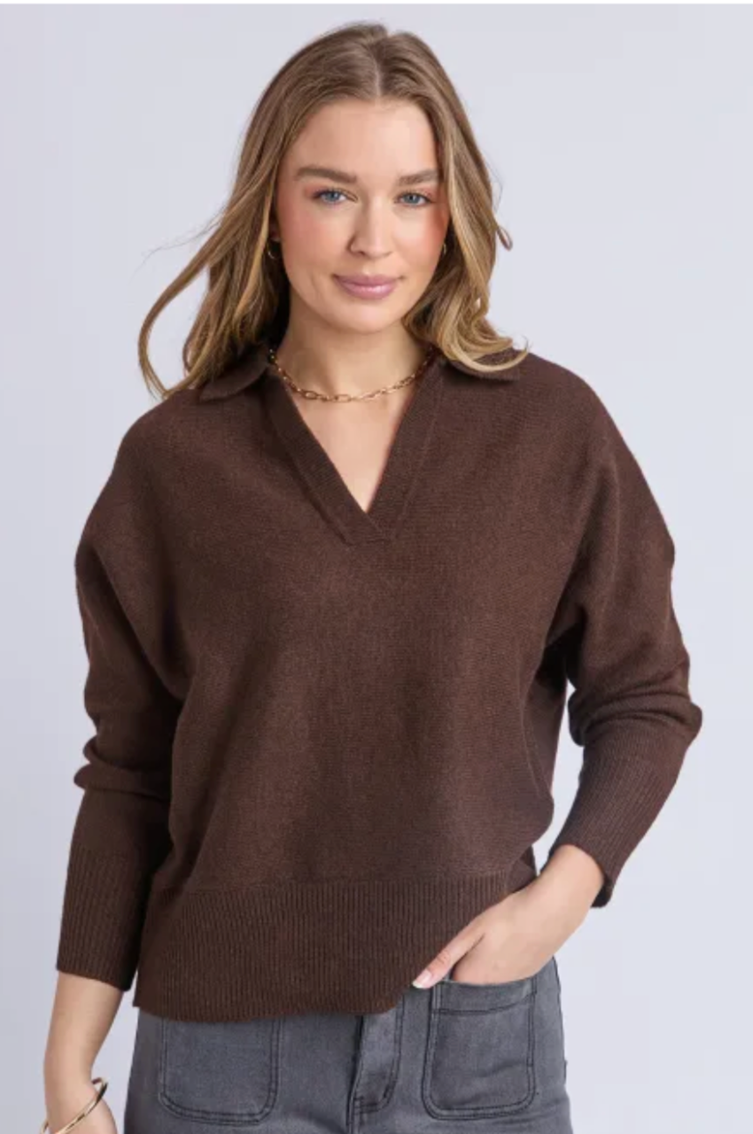 Elea Knit Polo - Coffee