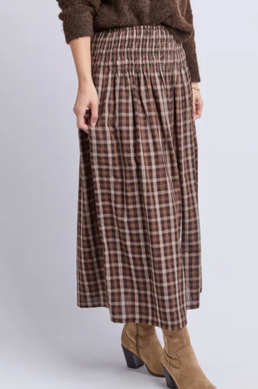 Coco Check Skirt - Coffee Check