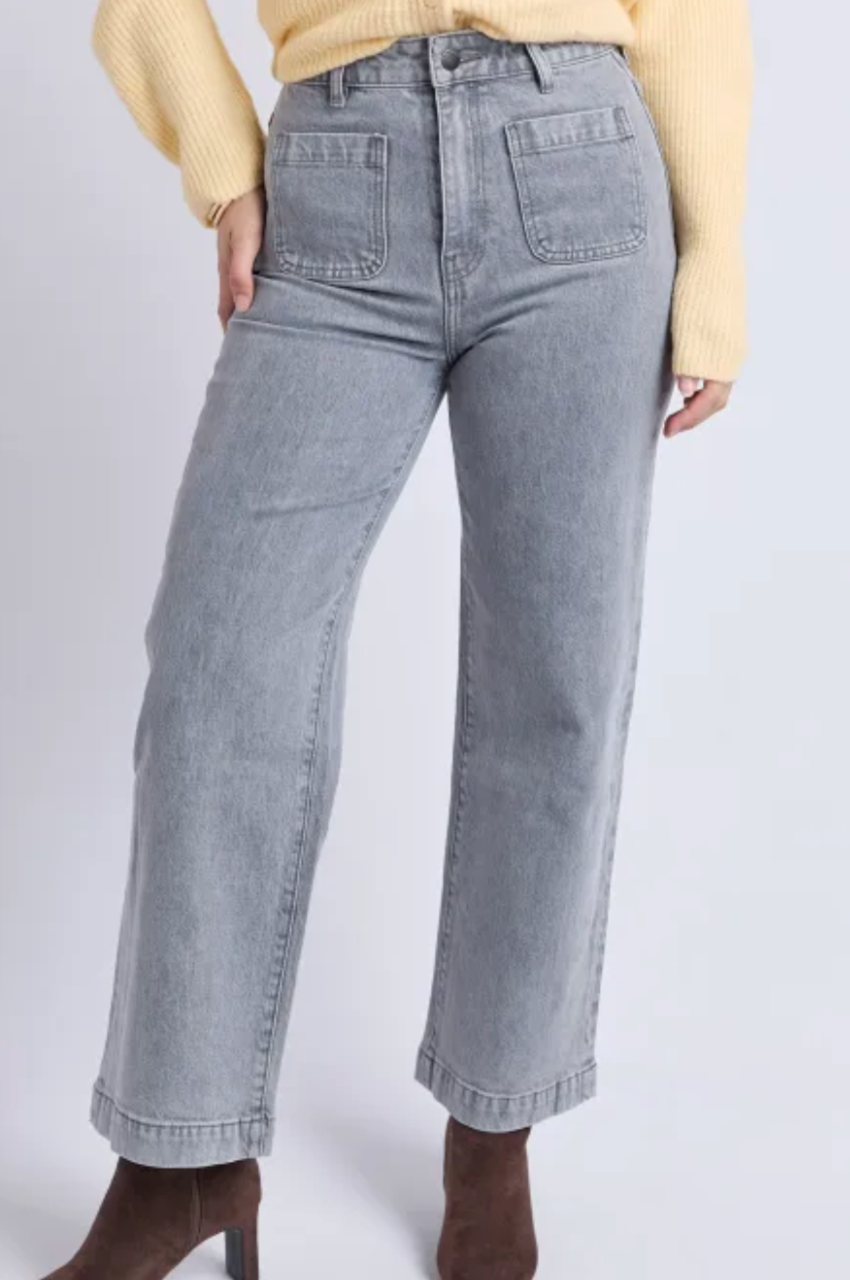 Sarah Wide Leg Jean - Washed Grey