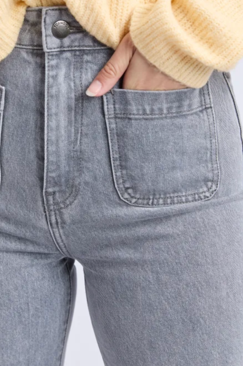 Sarah Wide Leg Jean - Washed Grey