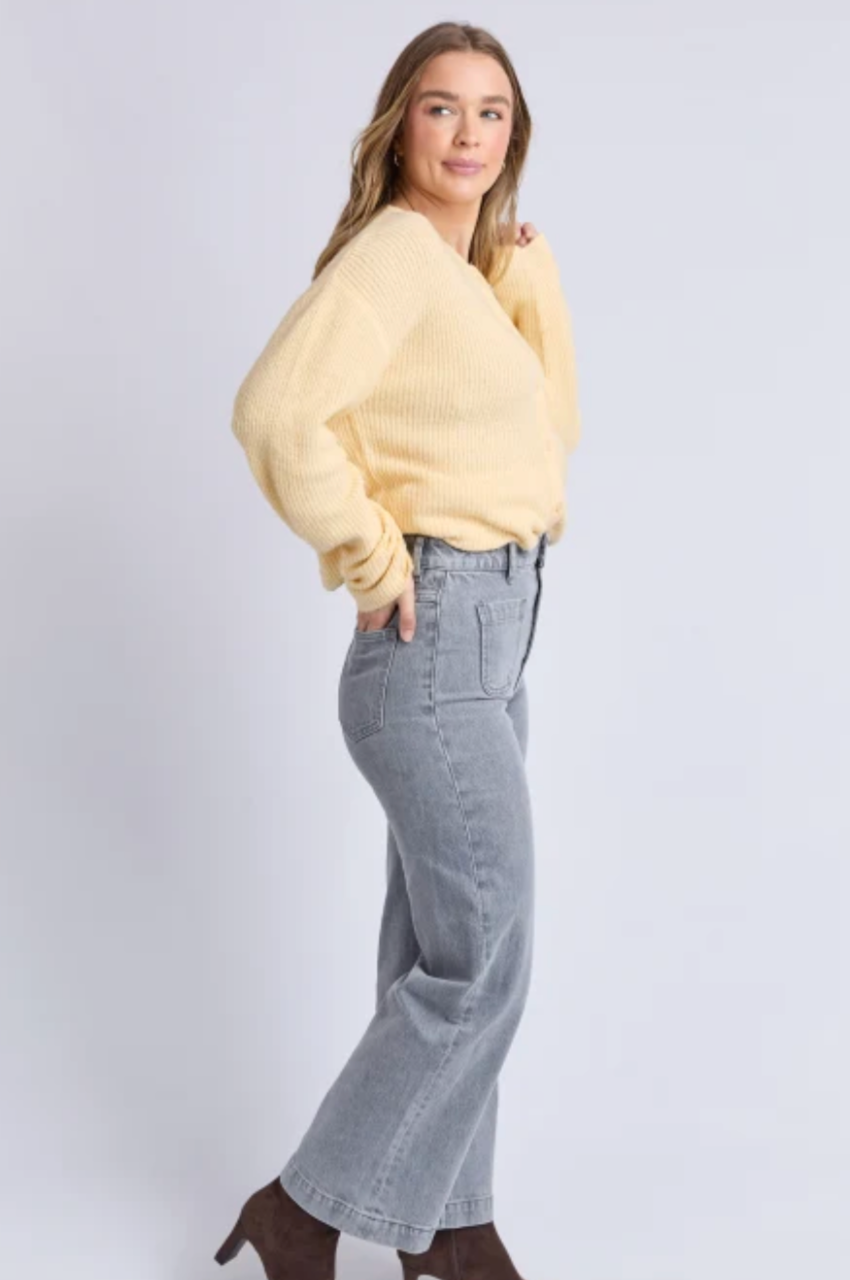 Sarah Wide Leg Jean - Washed Grey