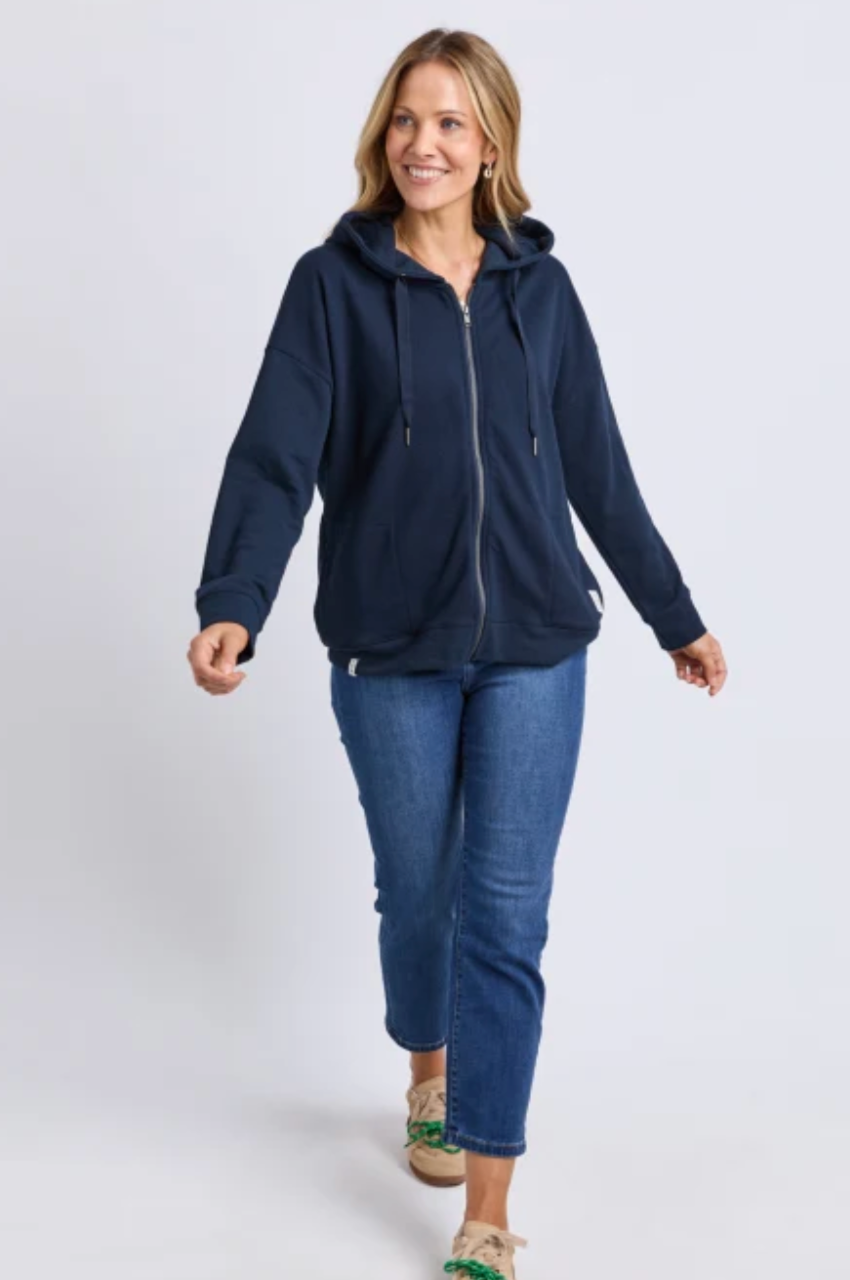 Beachy L/S Zip Hoodie - Navy