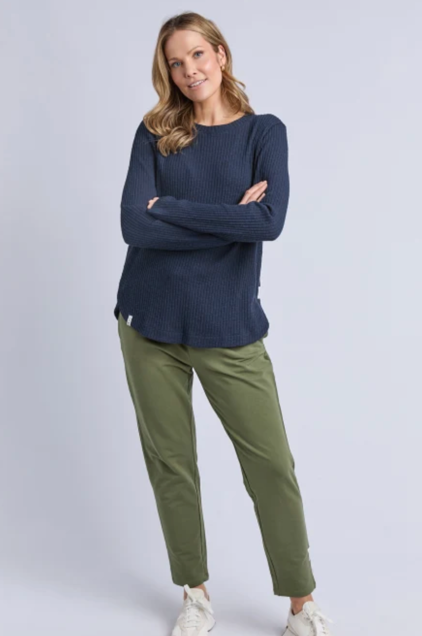 Veronica Rib L/S Tee - Navy