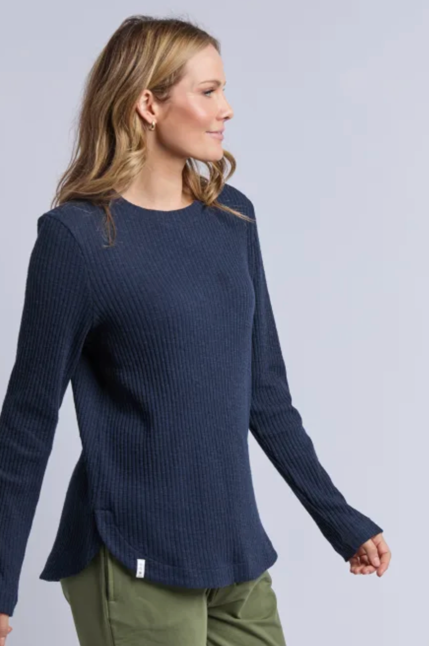 Veronica Rib L/S Tee - Navy