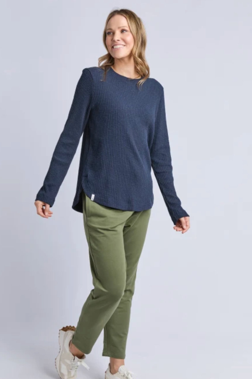 Veronica Rib L/S Tee - Navy