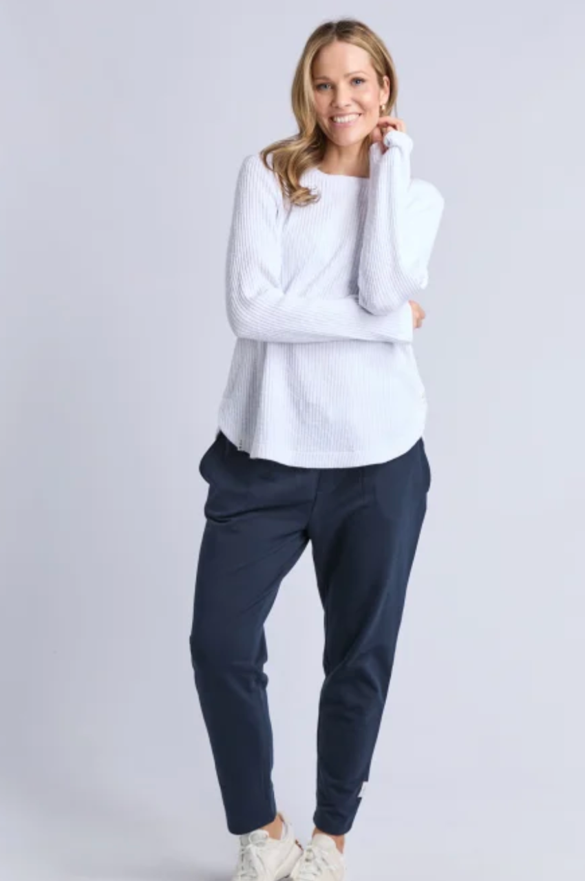 Veronica Rib L/S Tee - White