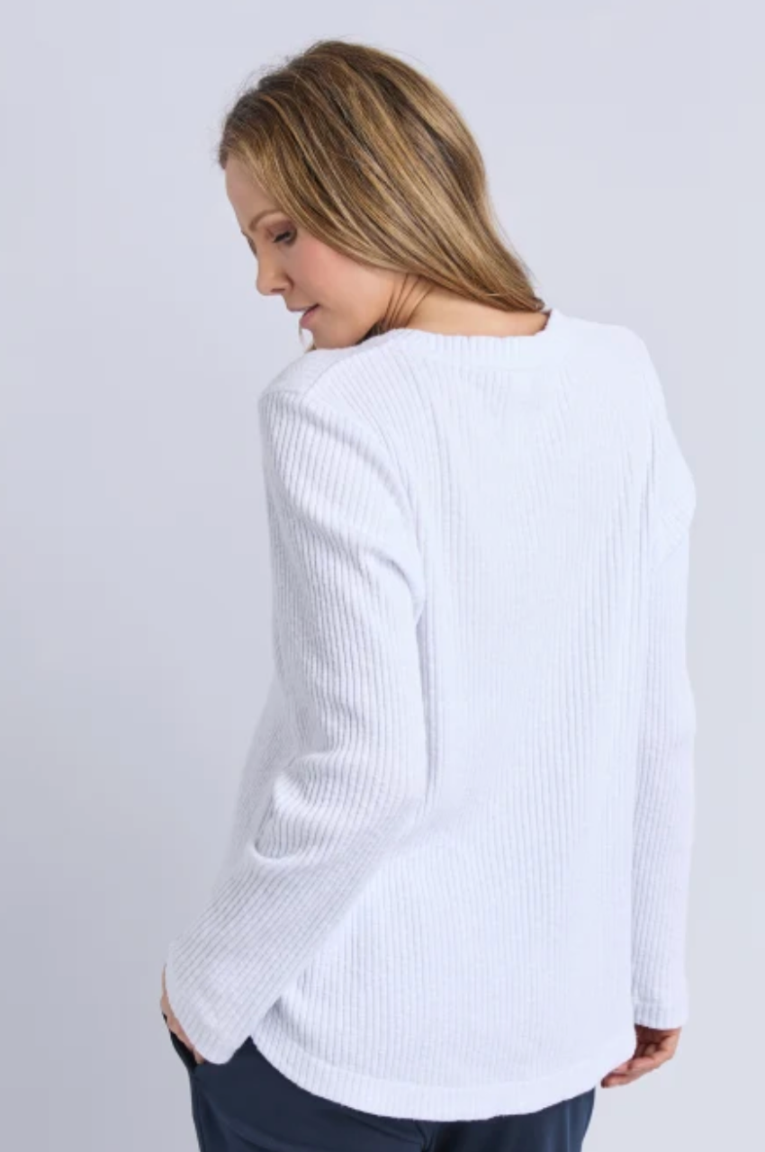 Veronica Rib L/S Tee - White