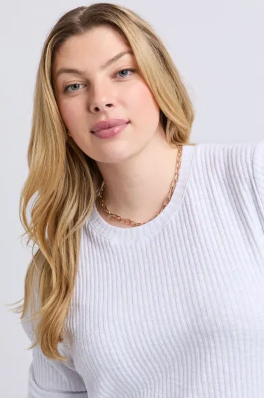 Veronica Rib L/S Tee - White