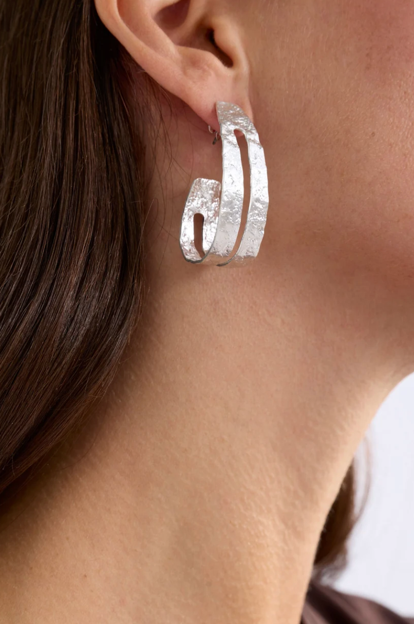 Elk Amner Large Hoop Earring - Silver