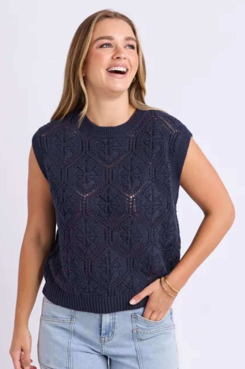Foxwood Luna Knit Vest - Dk Sapphire