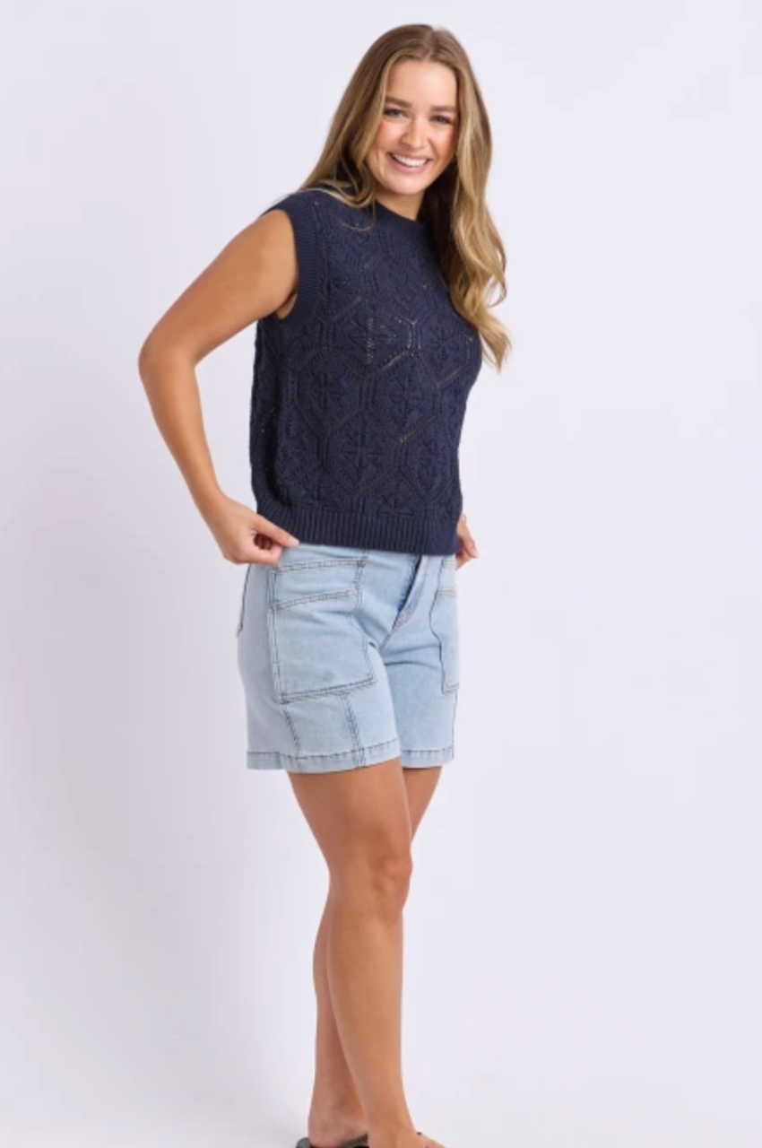 Foxwood Luna Knit Vest - Dk Sapphire