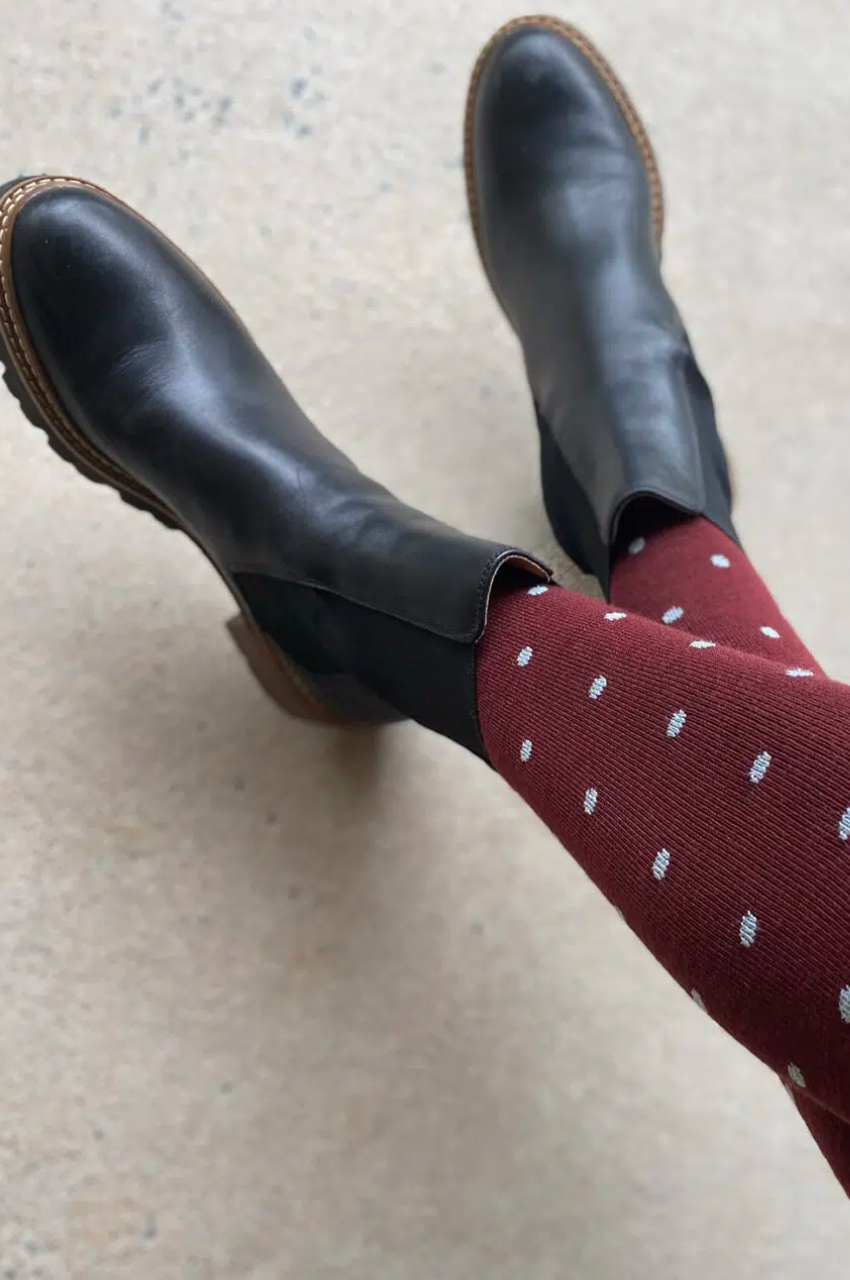 Dotty Knee High Wool Socks