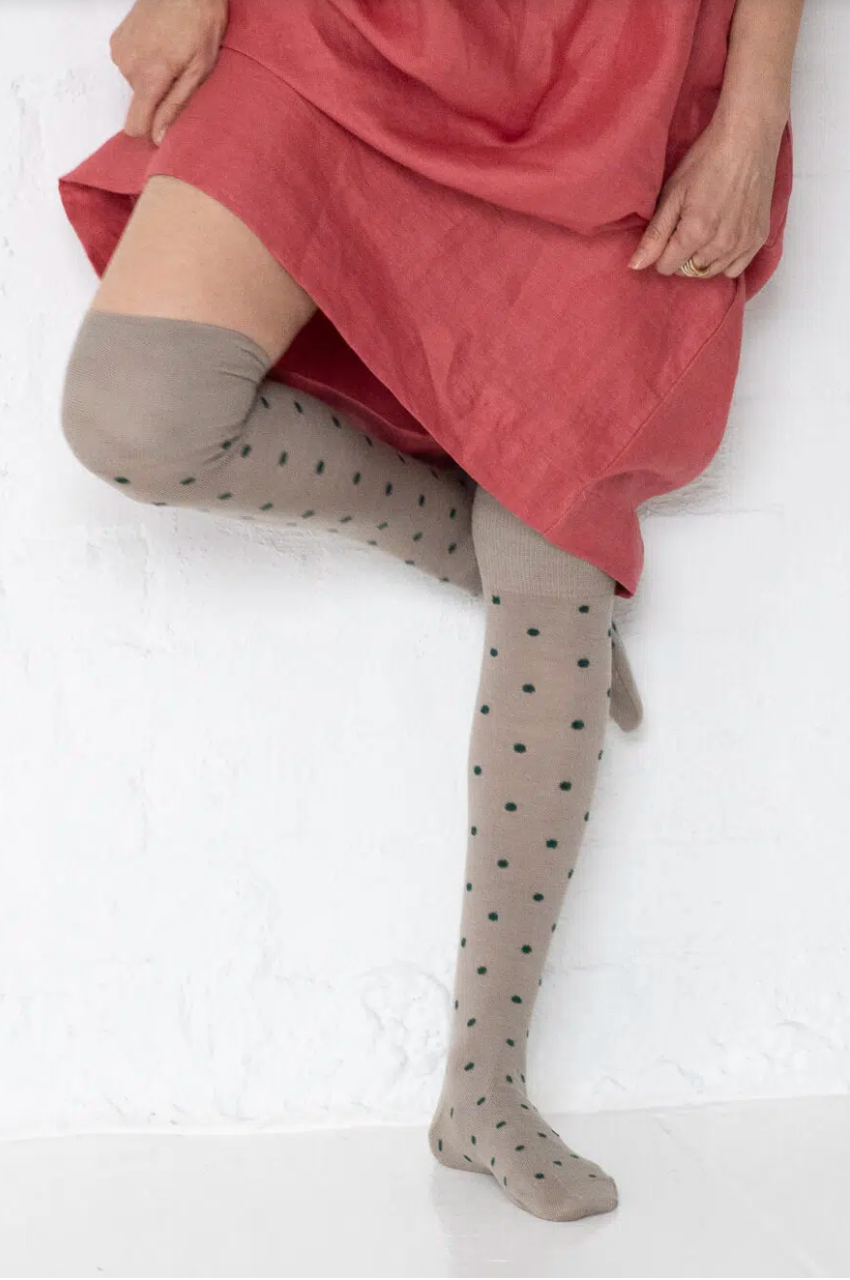Dotty Knee High Wool Socks
