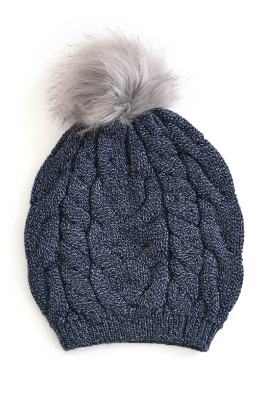 Valentina Cable Beanie/Pom Pom