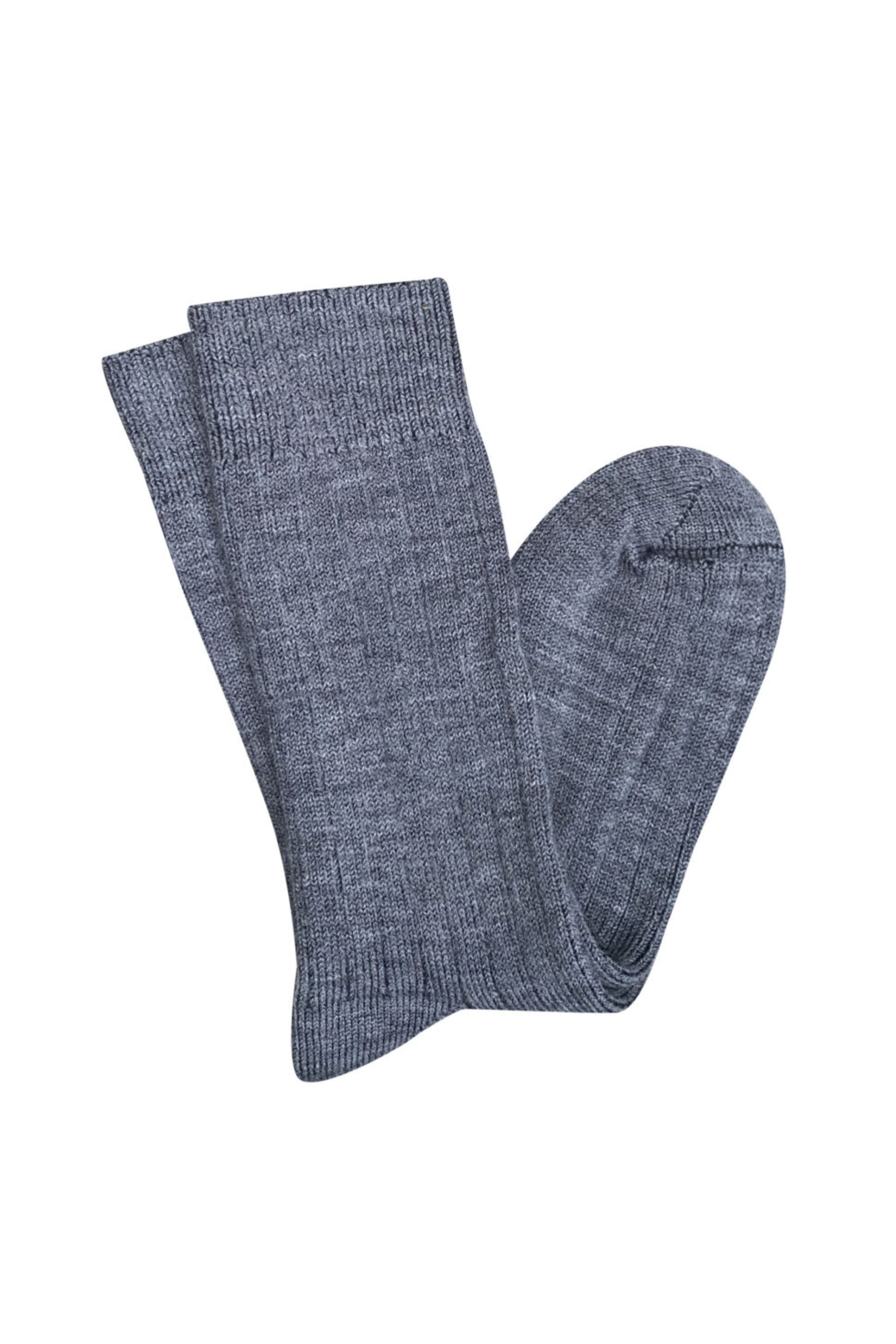 Short Rib Merino Wool Socks - Grey