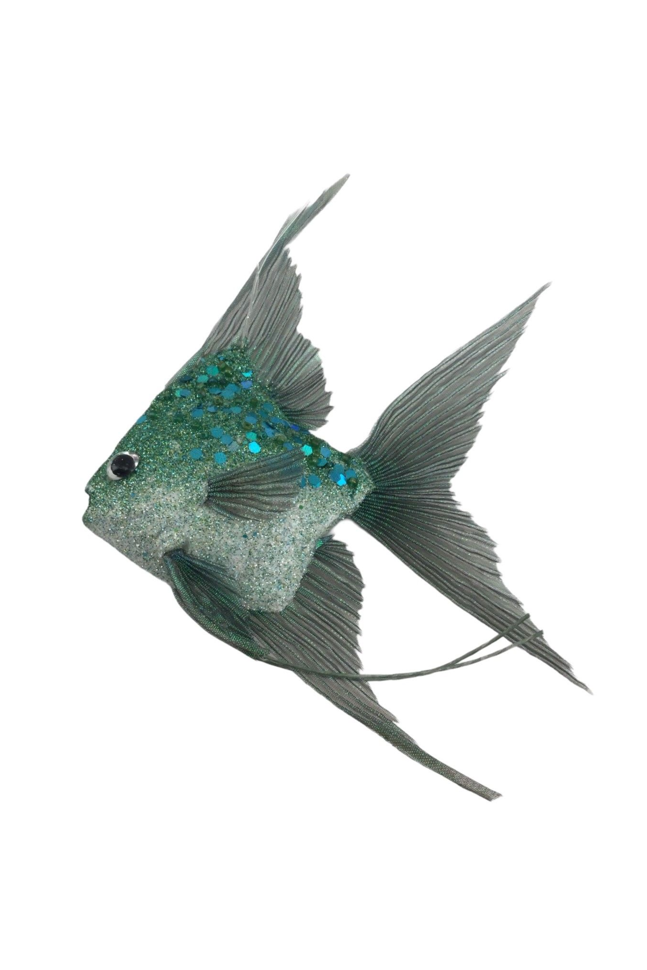 Sparkling Teal Angel Fish Hanging Decoration