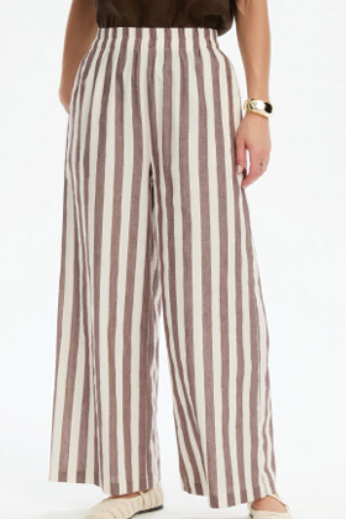 Stripe Palazzo Pant - Chocolate