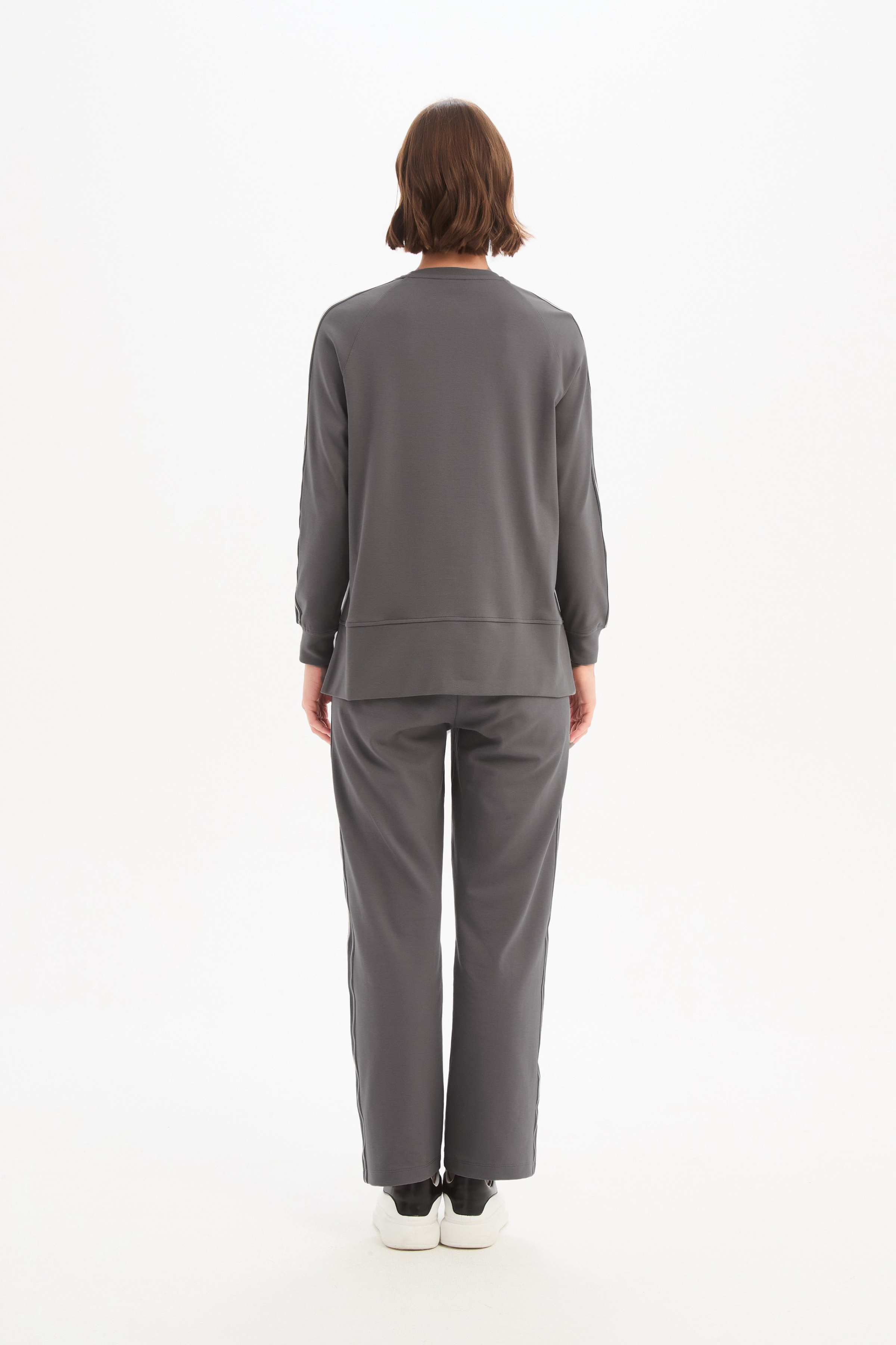 Stripe Sleeve Sweat - Graphite/Grey Stripe