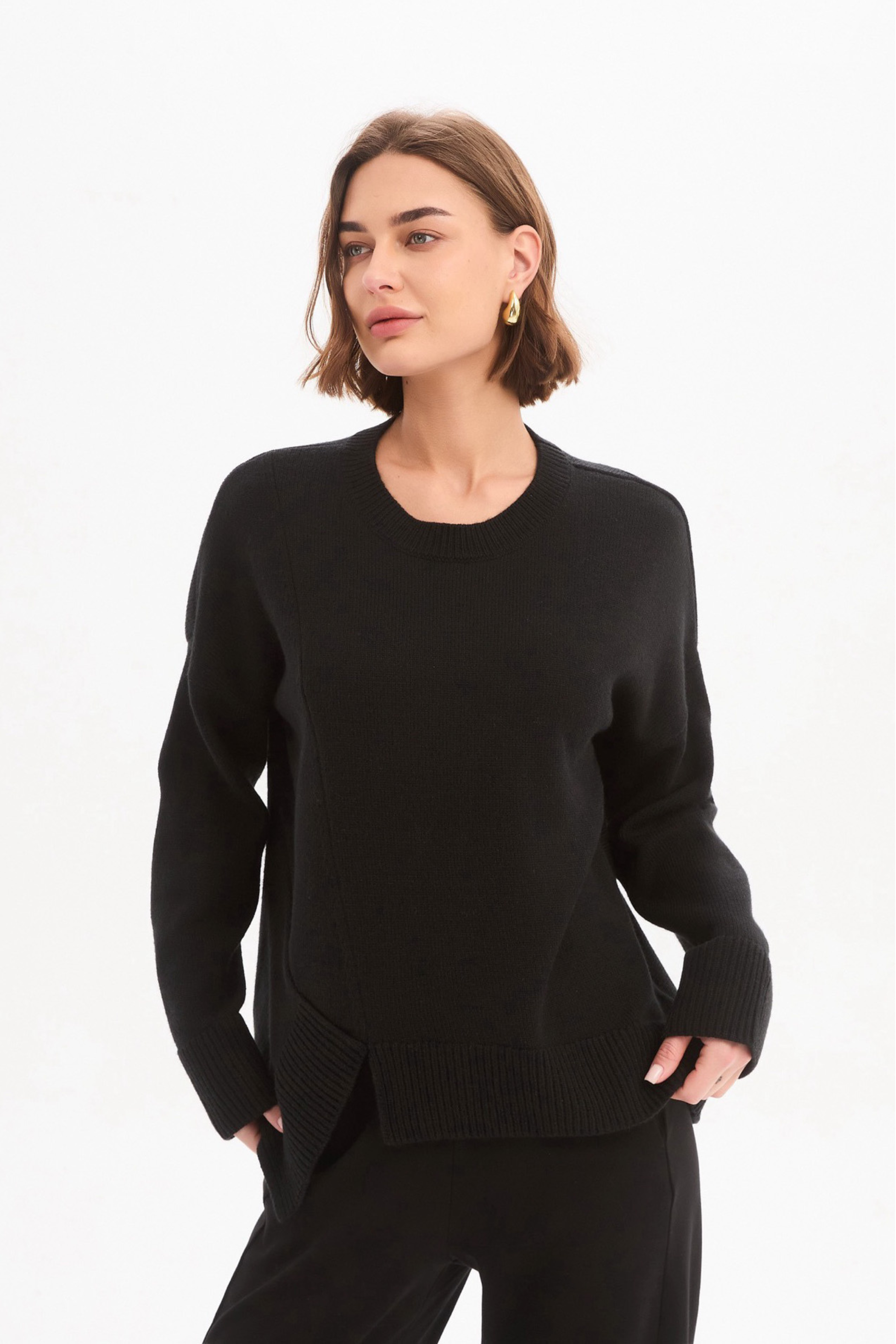 Textured Cuff Knit - Black