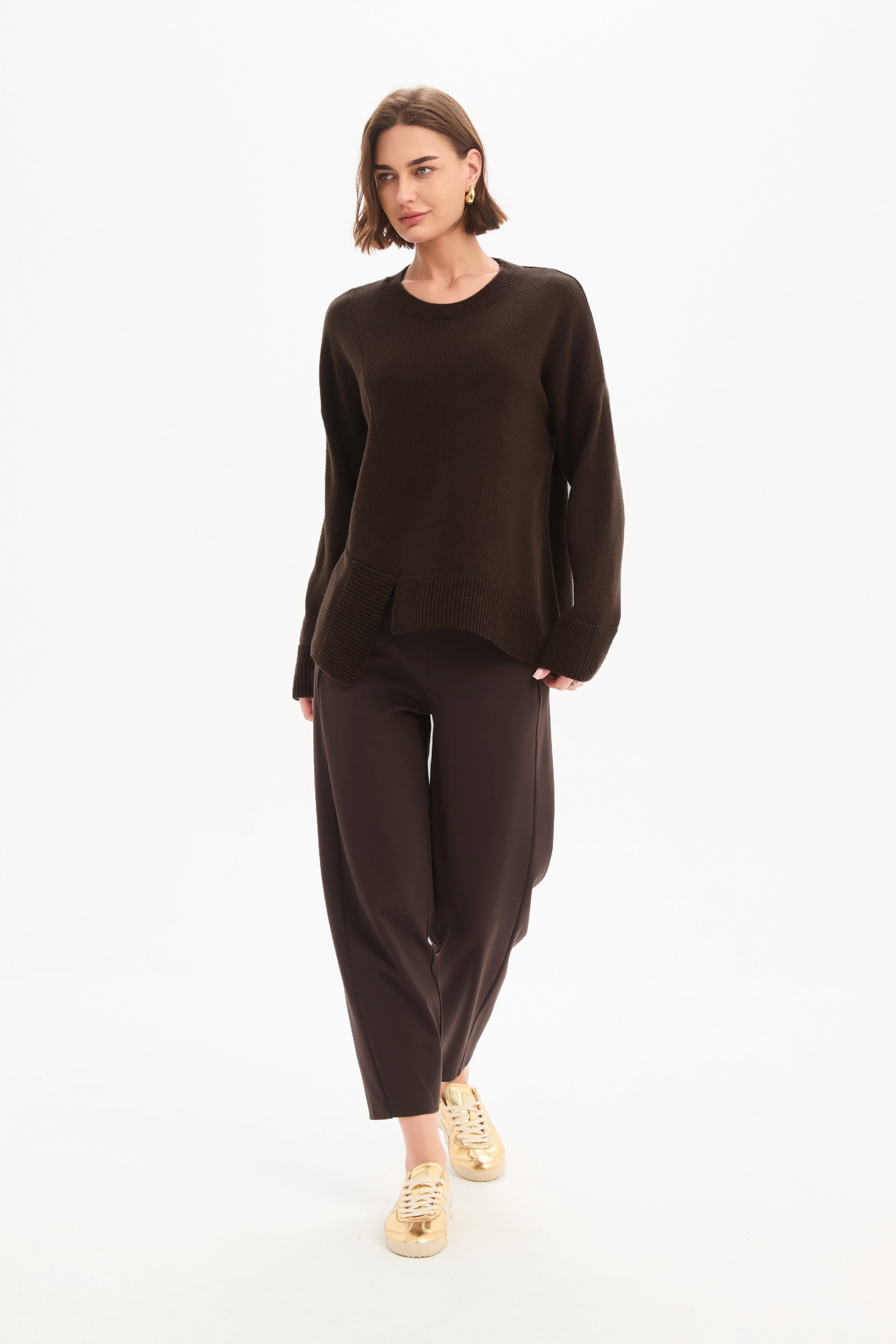 Textured Cuff Knit - Chocolate