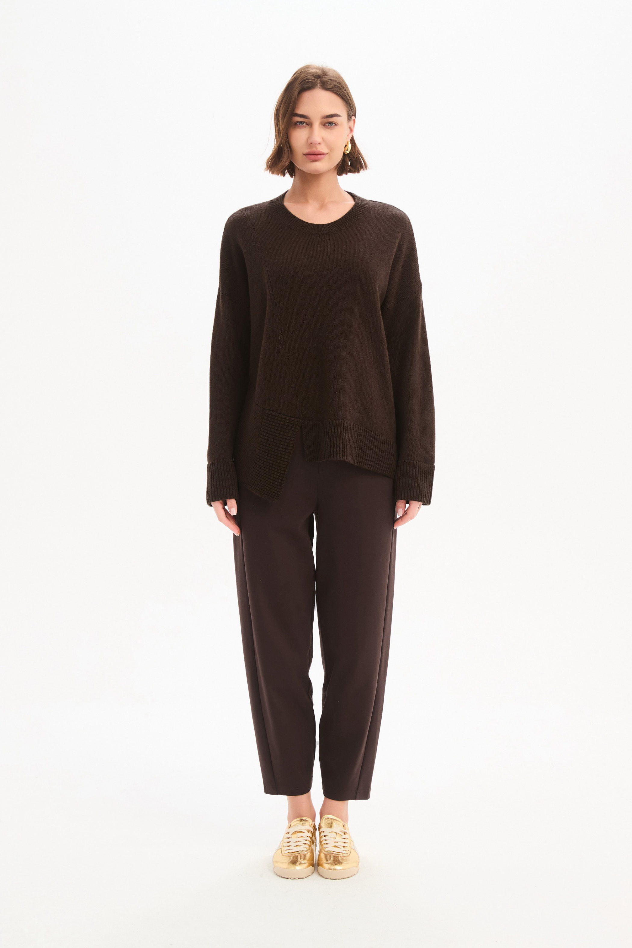 Textured Cuff Knit - Chocolate