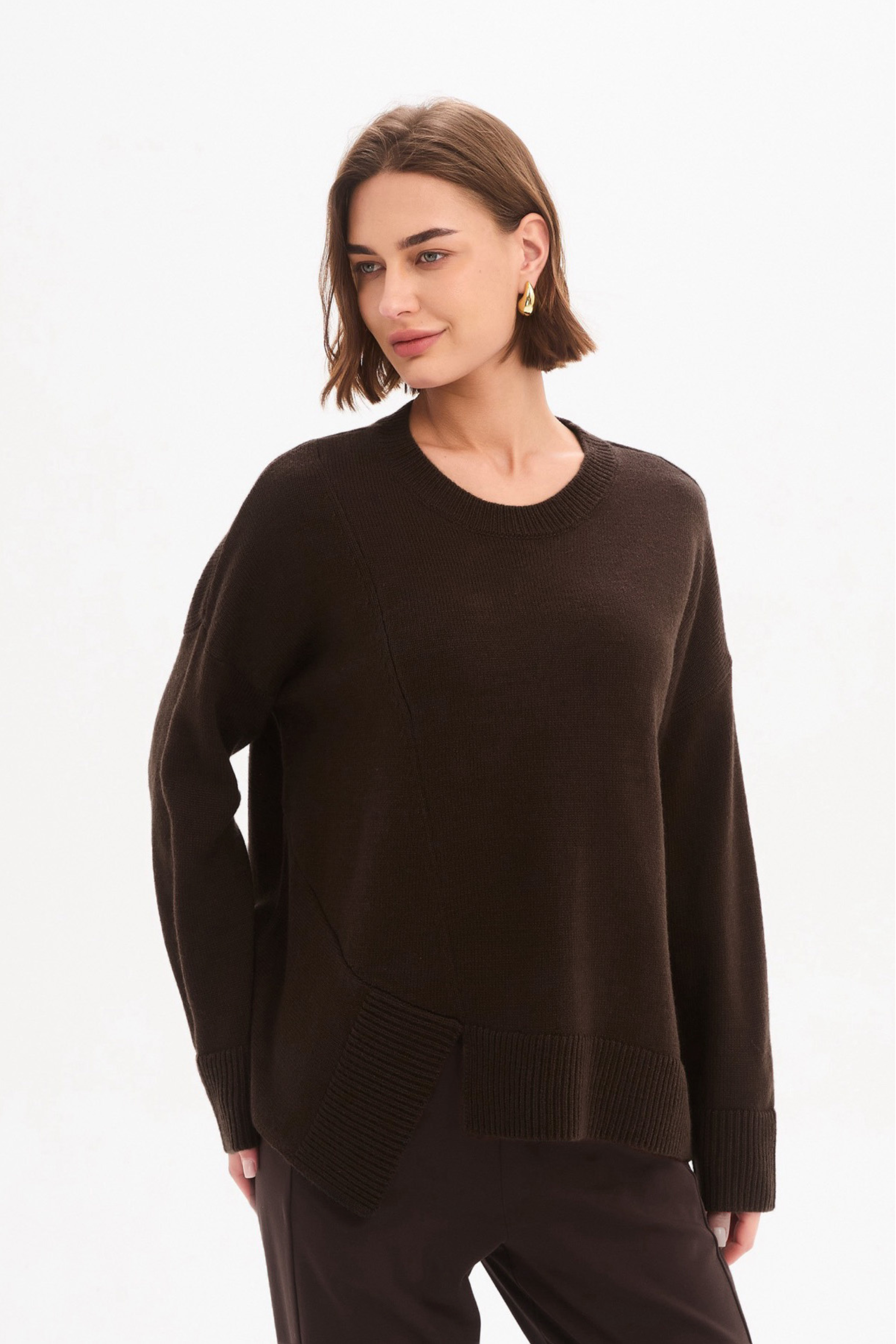 Textured Cuff Knit - Chocolate