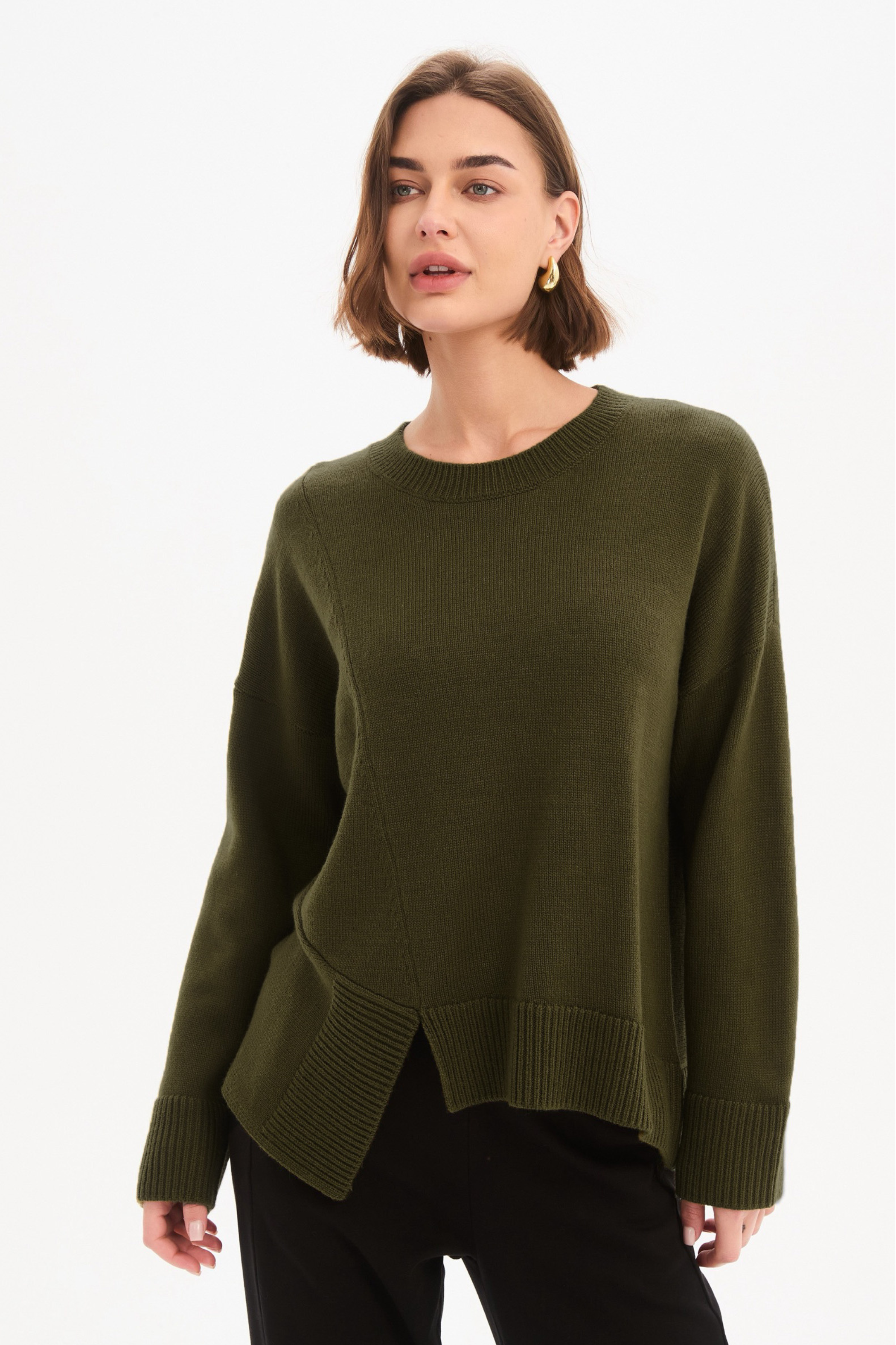 Textured Cuff Knit - Khaki