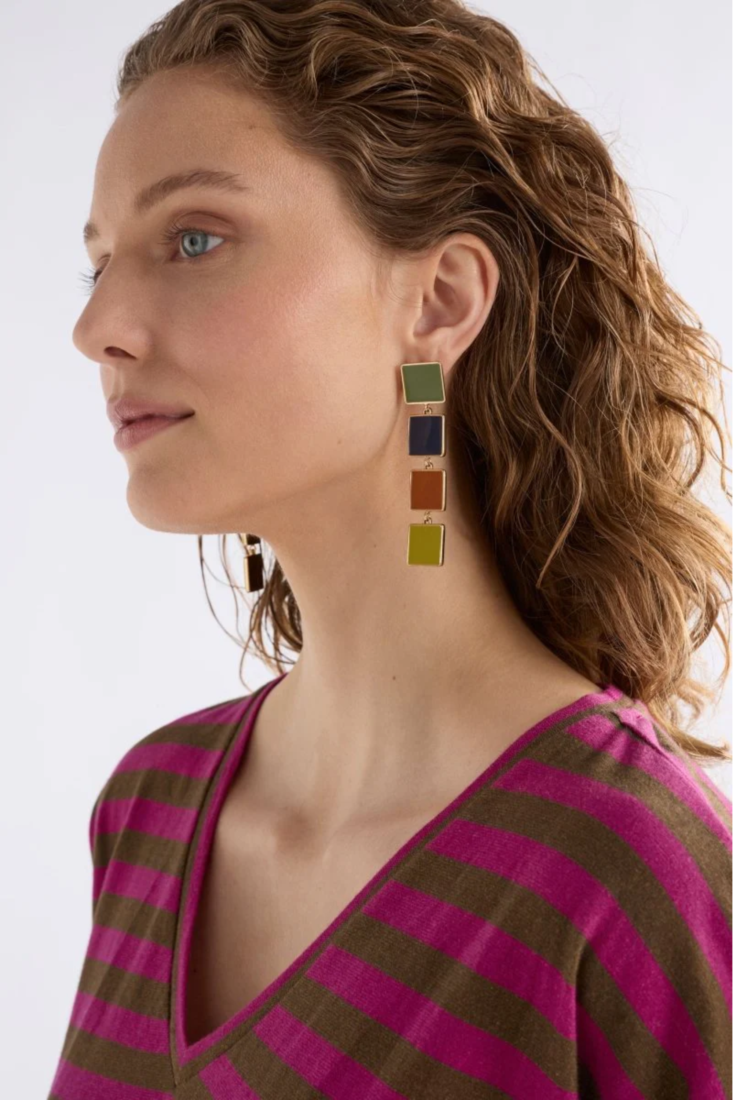 Vali Long Drop Earring - Artichoke