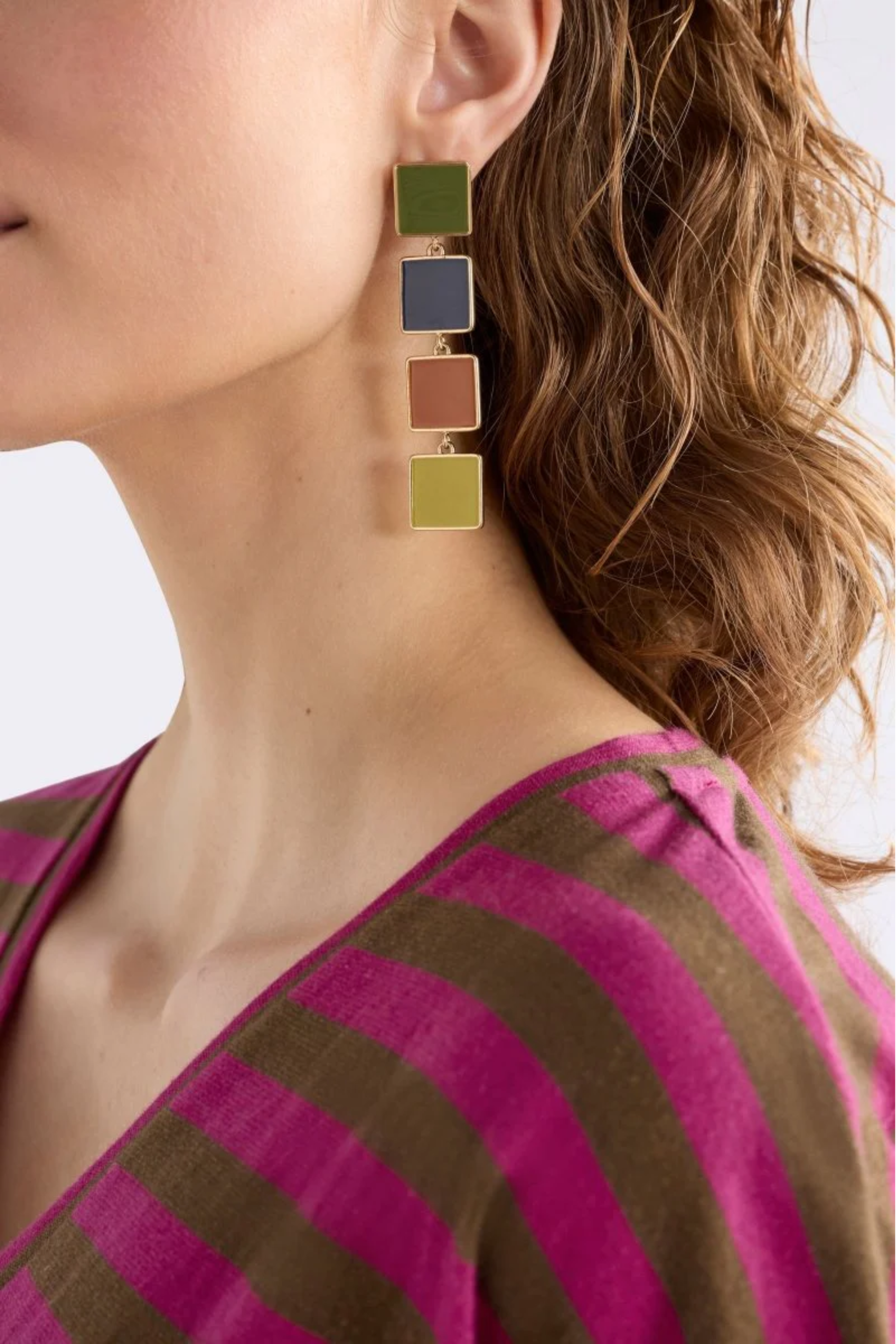 Vali Long Drop Earring - Artichoke