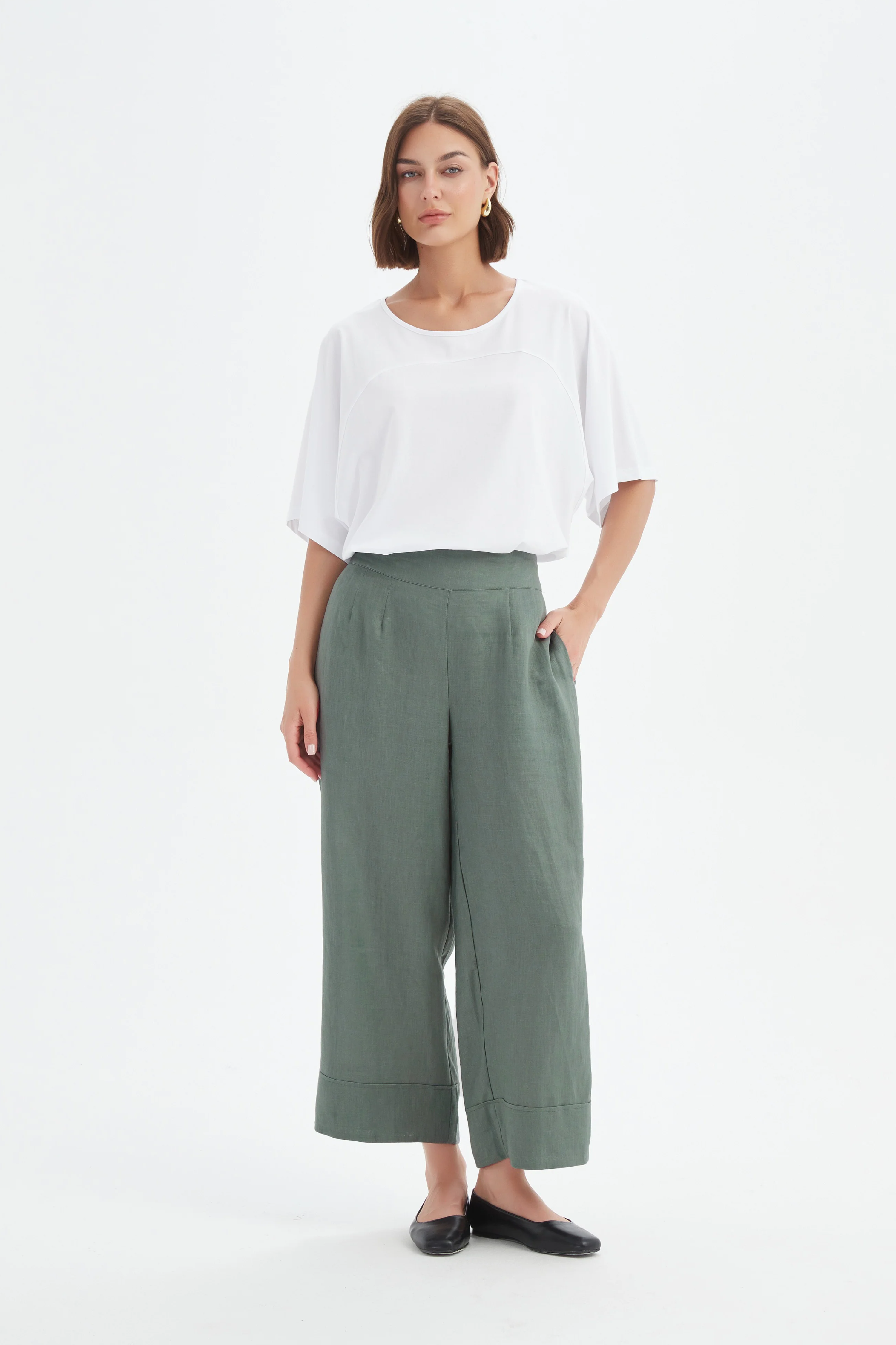 Wide Leg Linen Pant - Petrol
