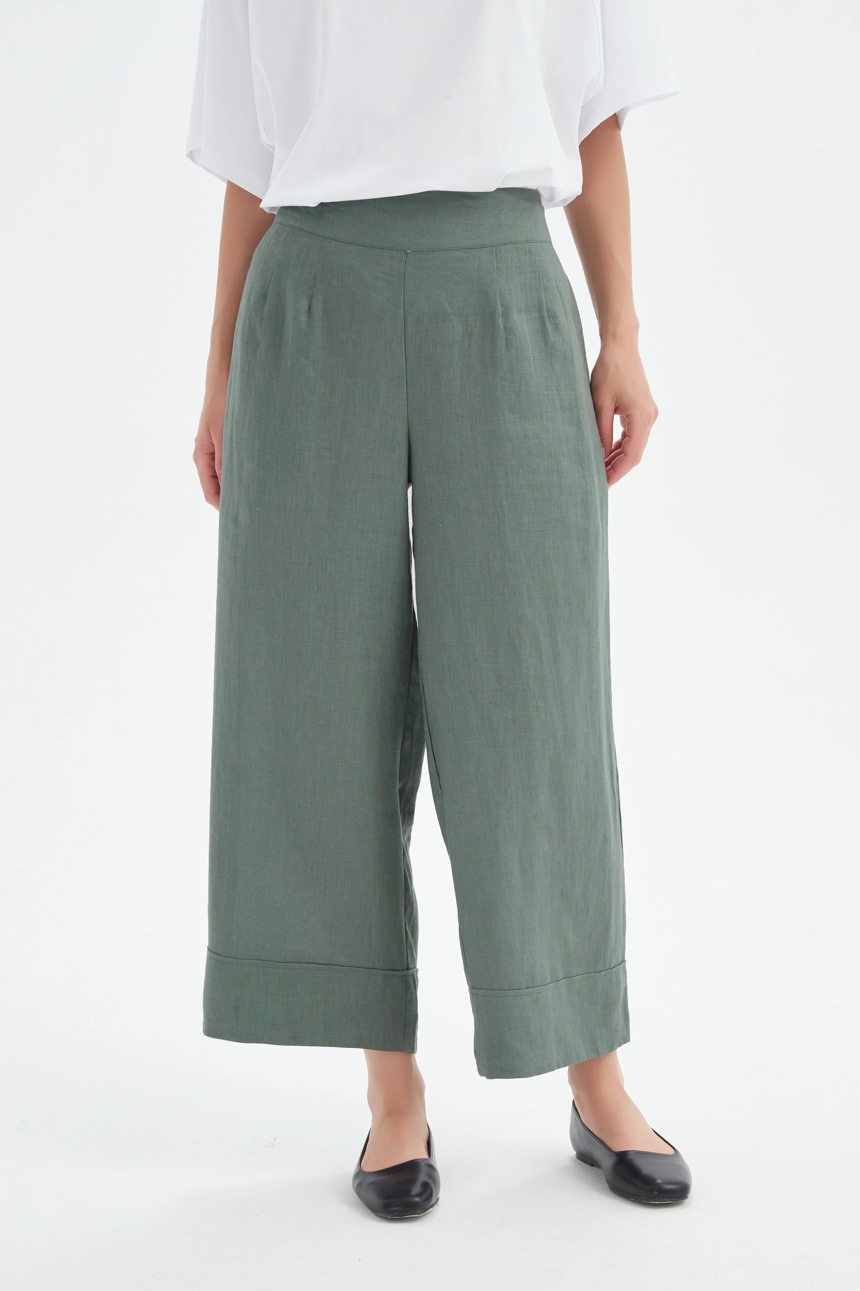 Wide Leg Linen Pant - Petrol