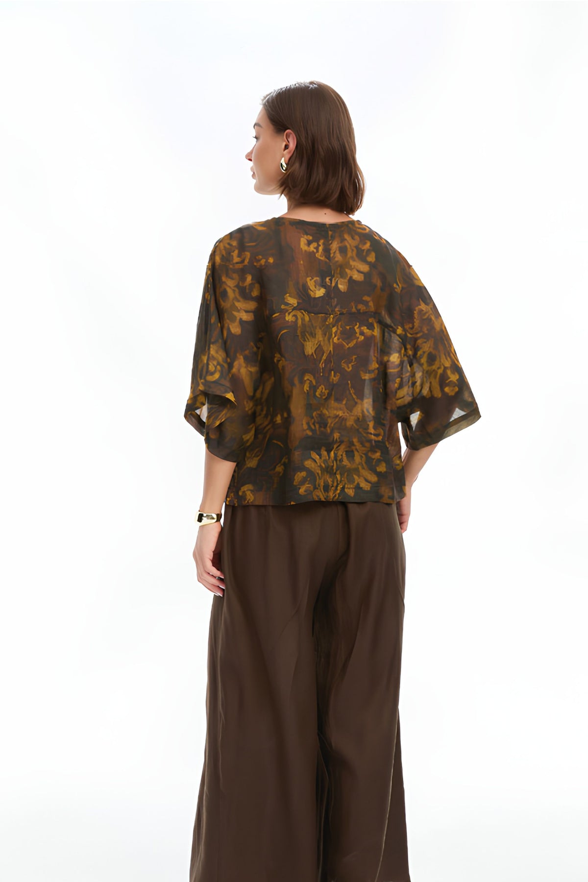 Wide Sleeve Sheer Print - Vintage Floral