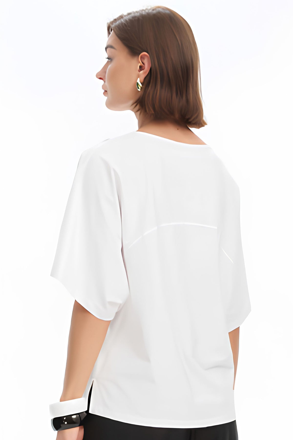 Wide Sleeve Yoke Tee - White
