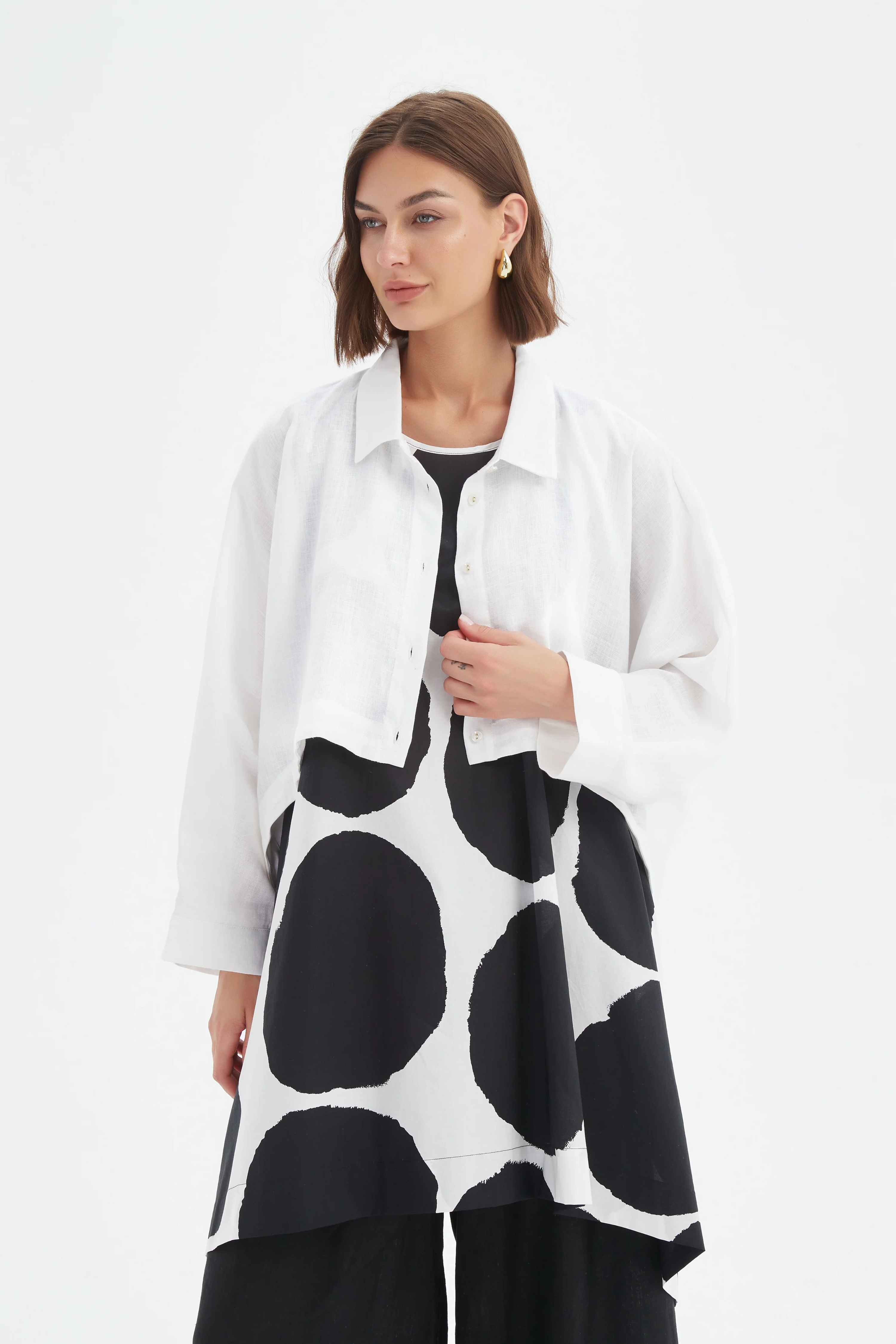 Wide Crop Overshirt - White