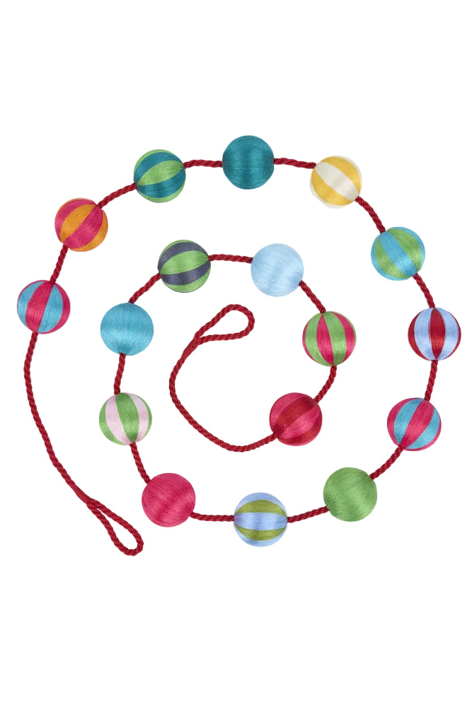 Rainbow Silk Bauble Garland Multicolour