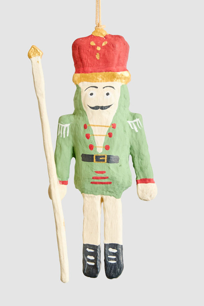 Mache Hanging Nutcracker Green