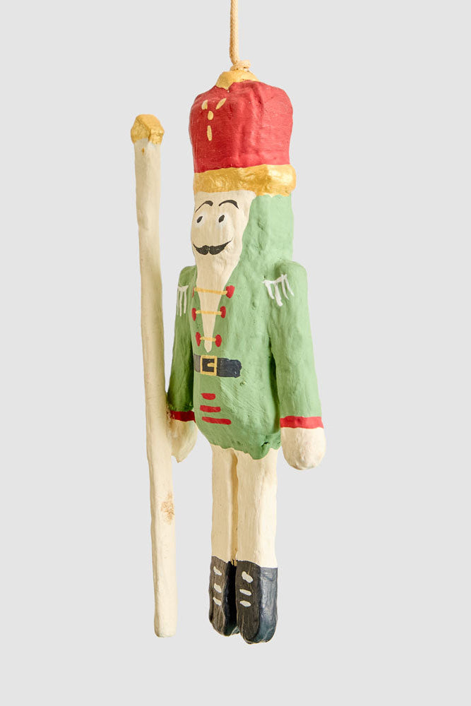 Mache Hanging Nutcracker Green