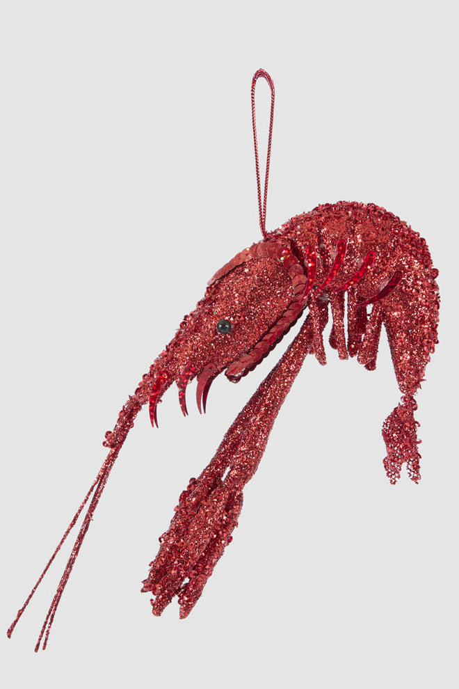 Lester Glitter Prawn Ornament Red