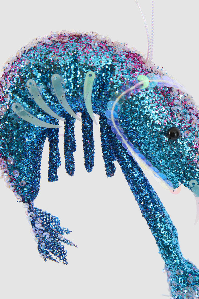 Lester Glitter Prawn Ornament Blue Pink
