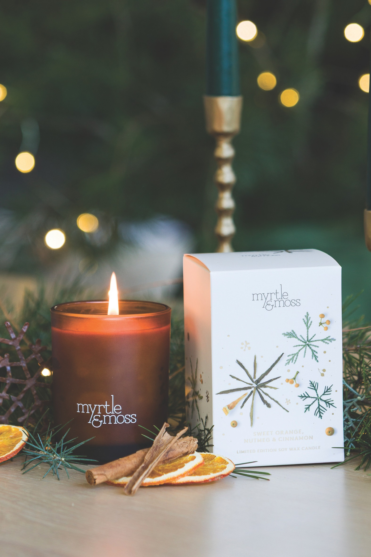 Xmas Candle - Sweet Orange, Cinnamon & Nutmeg (white)
