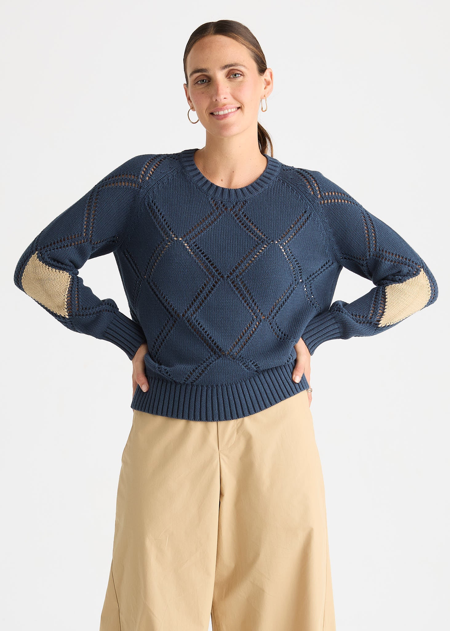 Diamond Detail Jumper - Marine
