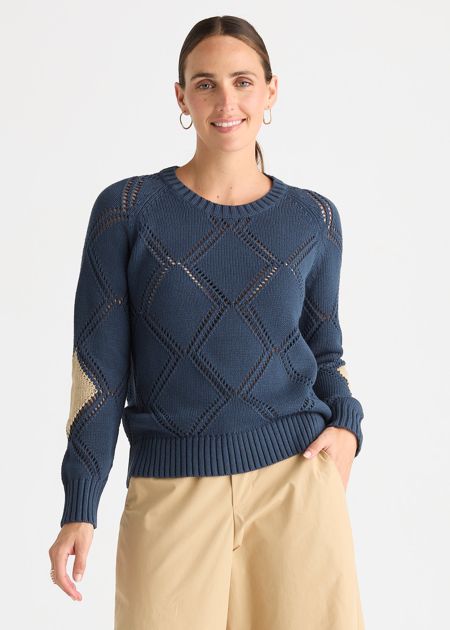 Diamond Detail Jumper - Marine