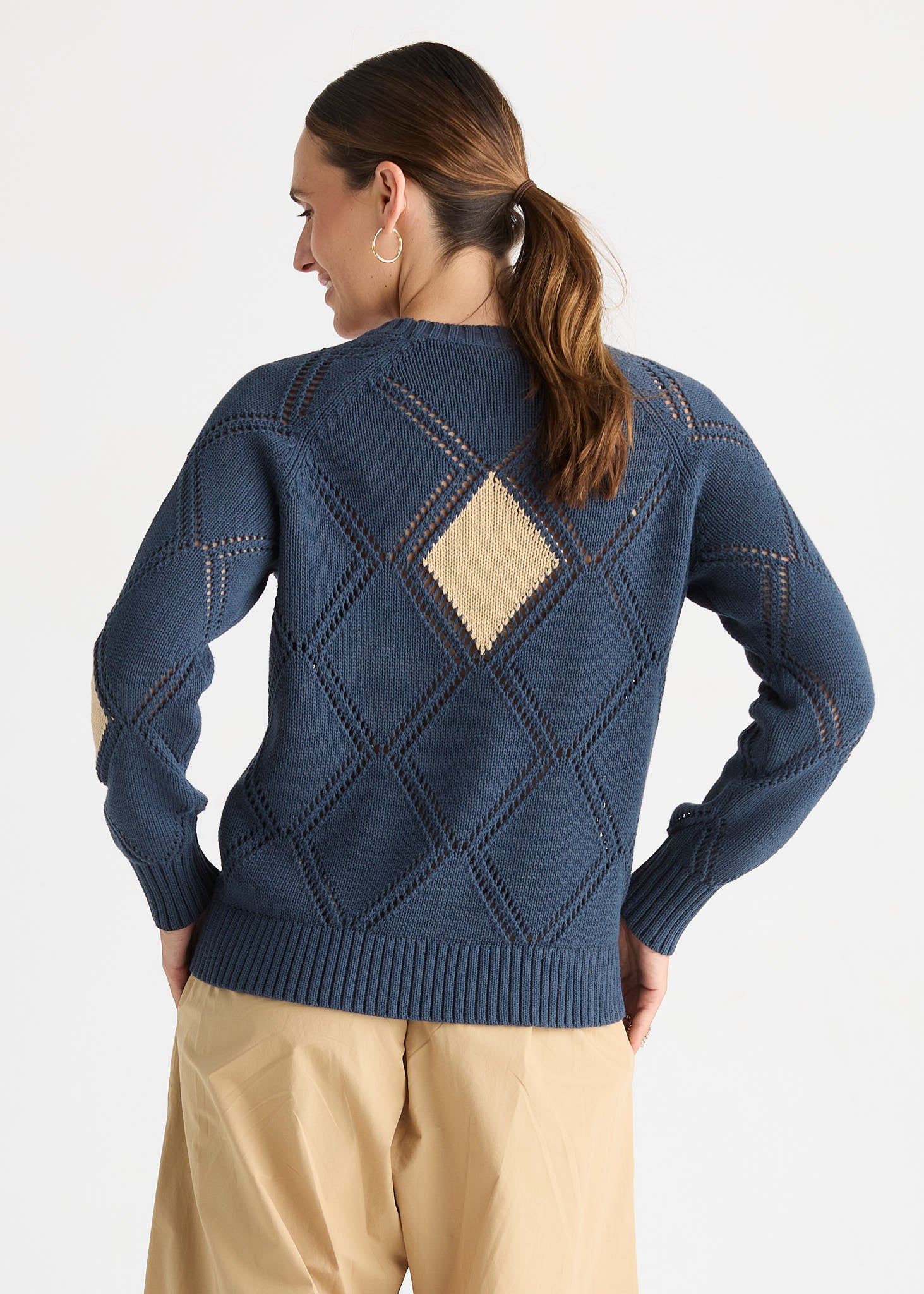 Diamond Detail Jumper - Marine