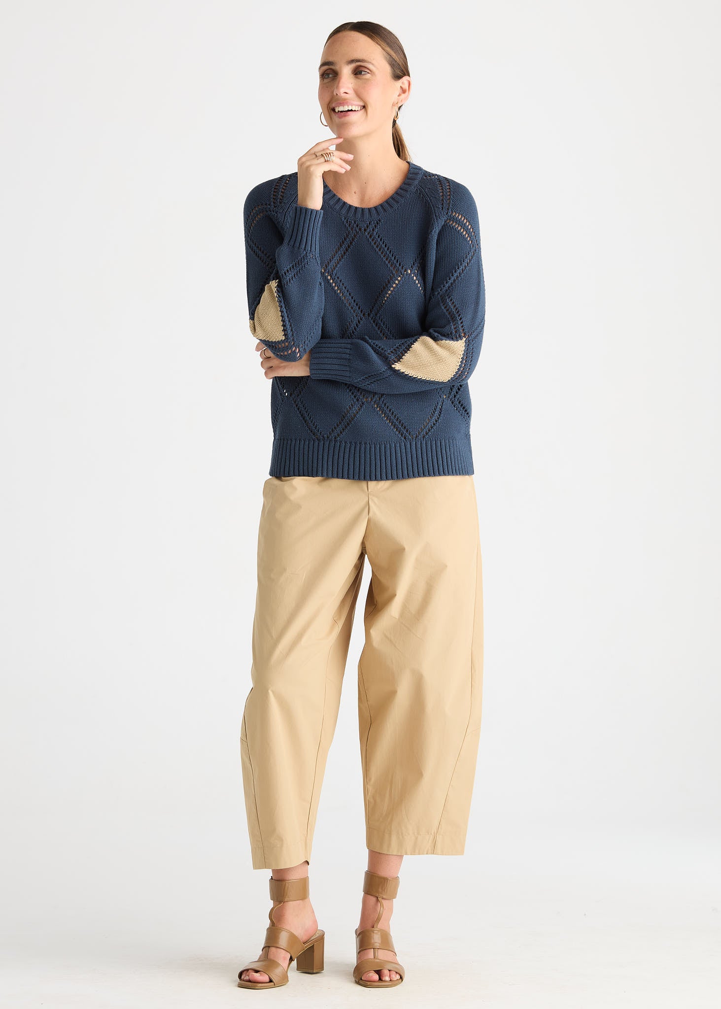 Diamond Detail Jumper - Marine